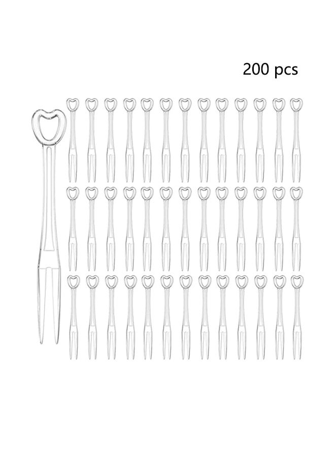 200 Pieces Disposable Plastic Fruit Forks for Family Party Birthday Party Wedding Dessert Cake Forks,Transparent, with individual packaging  - Image 1