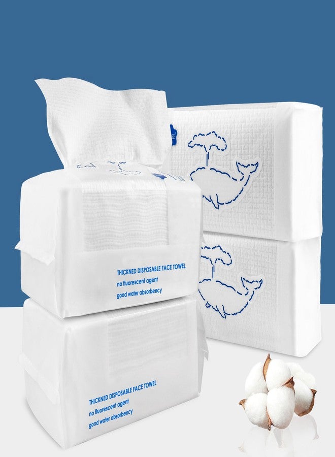 Happy Will Thick Face Towels Disposable, 100% Cotton Biodegradable Facial Wipes, Ultra Soft Face Towels for Drying, Face Towelettes Disposable Multi-Purpose for Cleansing, Skincare and Makeup Remover, 4 Pack - Image 1