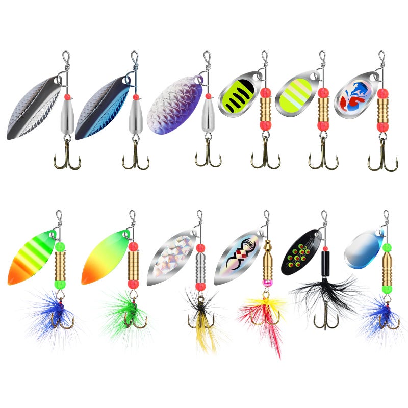 TRUSCEND Well-Made Rooster Tail Fishing Lures with Flash Copper Body and Blade, Two-Way Spinning Spoons System Fishing Spinners for Jigging, Freshwater Crappie Jigs, Blade Bait for Bass Trout Walleye - Image 1