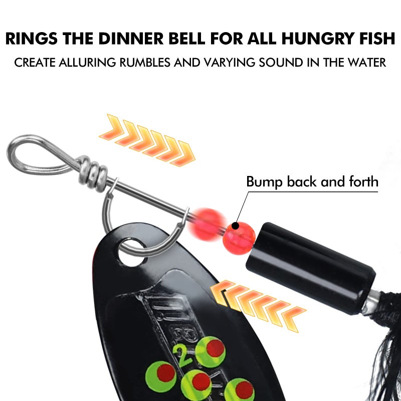 TRUSCEND Well-Made Rooster Tail Fishing Lures with Flash Copper Body and Blade, Two-Way Spinning Spoons System Fishing Spinners for Jigging, Freshwater Crappie Jigs, Blade Bait for Bass Trout Walleye - Image 3