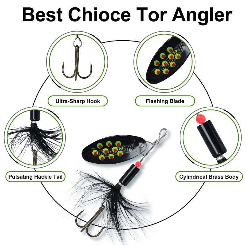 TRUSCEND Well-Made Rooster Tail Fishing Lures with Flash Copper Body and Blade, Two-Way Spinning Spoons System Fishing Spinners for Jigging, Freshwater Crappie Jigs, Blade Bait for Bass Trout Walleye - Image 5