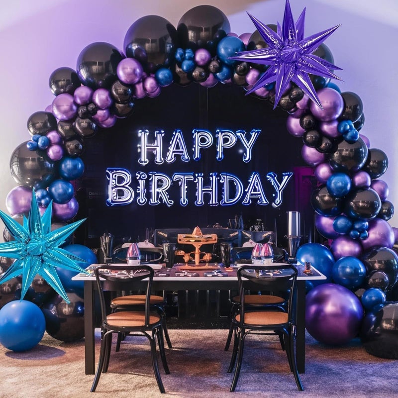 Sowide Black Purple Blue Balloon Arch Kit, Metallic Purple Blue Balloons Garland Kit with Star Balloons for Kids Video Game Party Decoration Baby Shower Engagement Party Supplies - Image 5