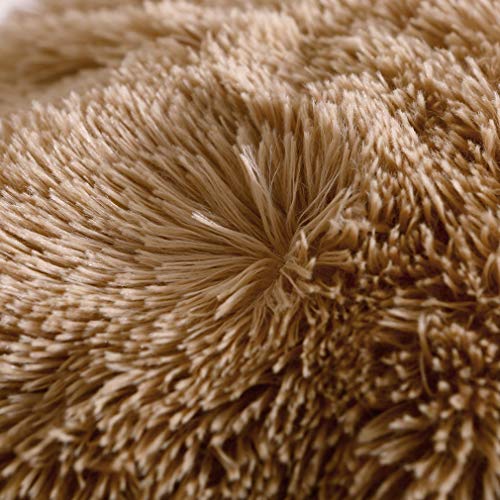 Uhamho Faux Fur Velvet Fluffy Bedding Duvet Cover Set Down Comforter Quilt Cover with Pillow Shams, Ultra Soft Warm (King, Camel) - Image 5