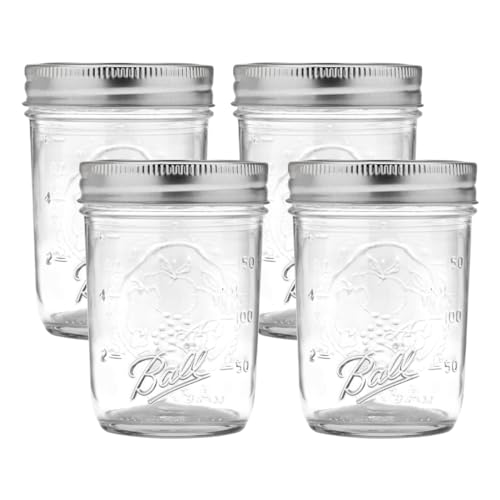 Ball Regular Mouth Glass Mason Jars with Lids and Bands, Used for Canning (Half Pint, 8 Ounce (Pack of 4)) - Image 1