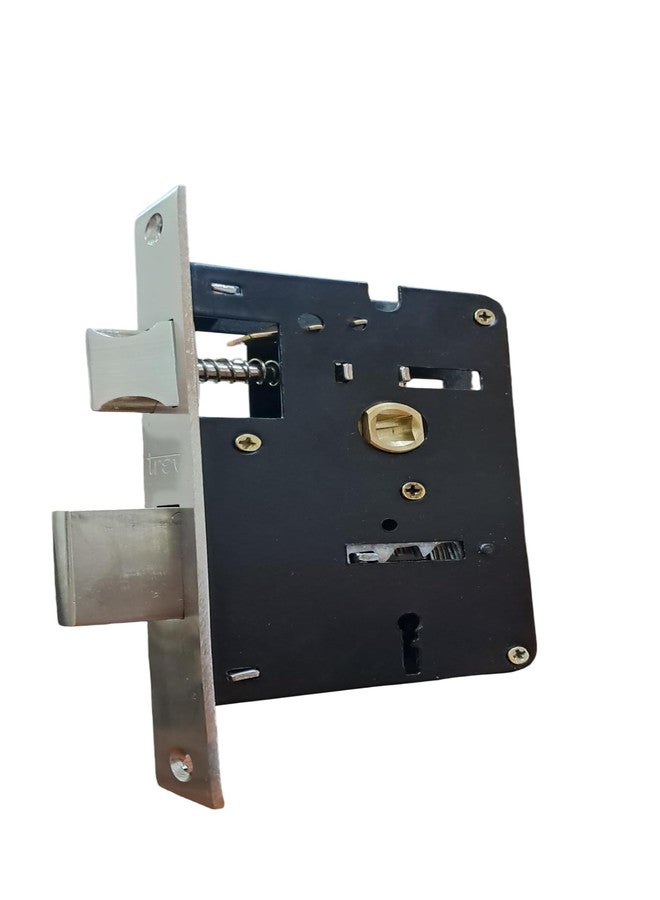 Trevi mortice lock set Modern Door Handle with Lever Lock, Brushed Steel Finish, Keyhole Design - Image 4