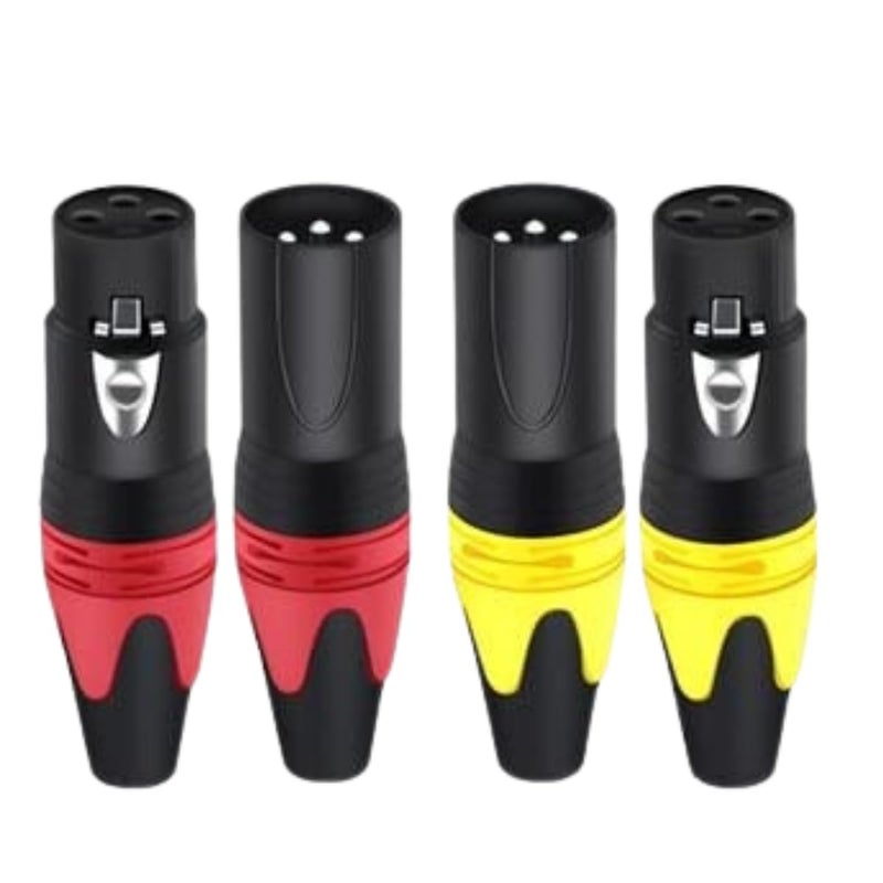 Device Of Urban Infotech موصل XLR 3-دبوس موصل كابل XLR موصل ذكر وأنثى موصل كابل ميكروفون مقبس صوت، موصلات XLR ملونة (عبوة من 4) - Image 1