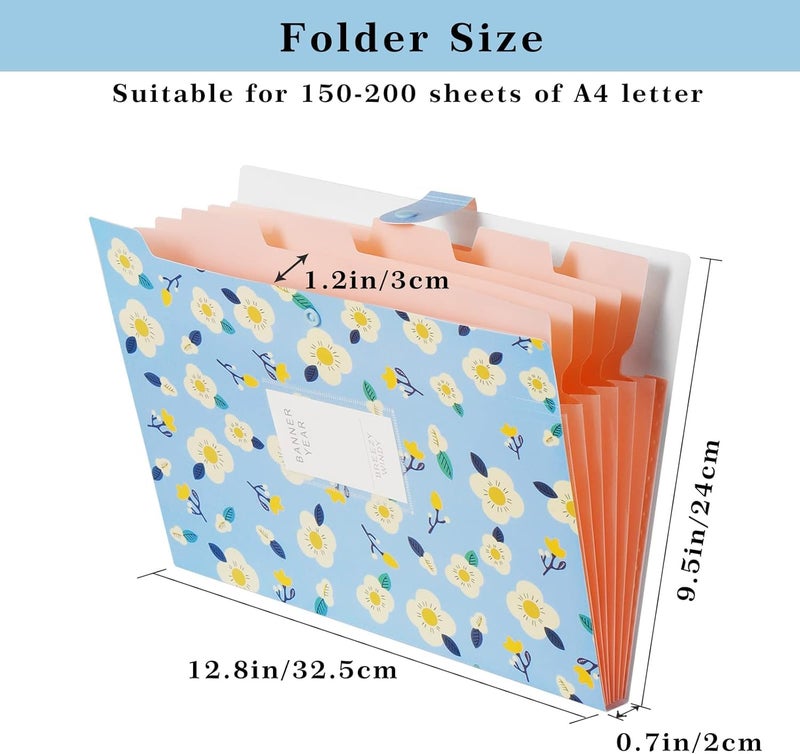 Corslet Certificate Expanding File Folders for Documents Large Size A4 Paper Holder Organizer School Office Home Multicolor with 5 Pockets (2-Pack) - Image 2