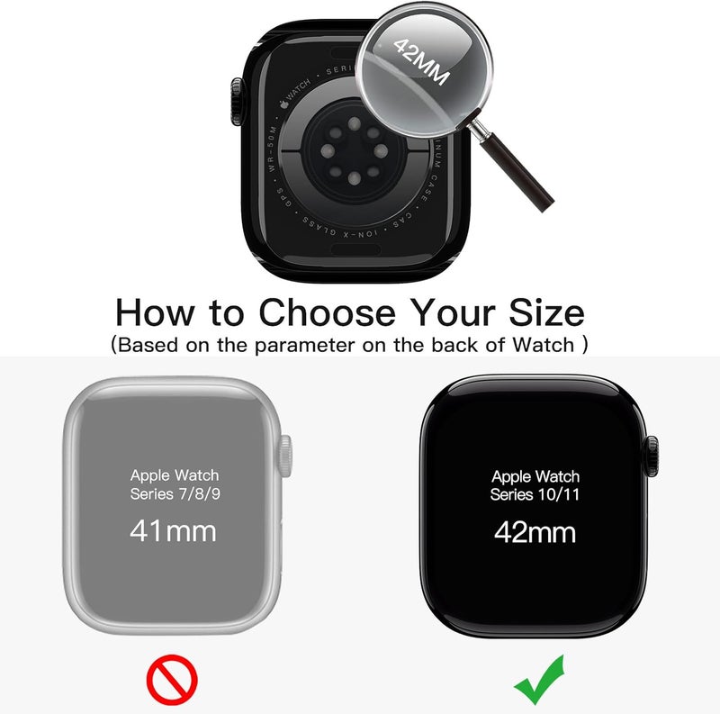 Case with Screen Protector for Apple Watch Series 11/10 42mm, Black | Built-in Tempered Glass, High Touch Sensitivity, Full Protection, Hard PC Design - Image 2