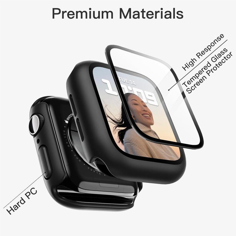 Case with Screen Protector for Apple Watch Series 11/10 42mm, Black | Built-in Tempered Glass, High Touch Sensitivity, Full Protection, Hard PC Design - Image 3