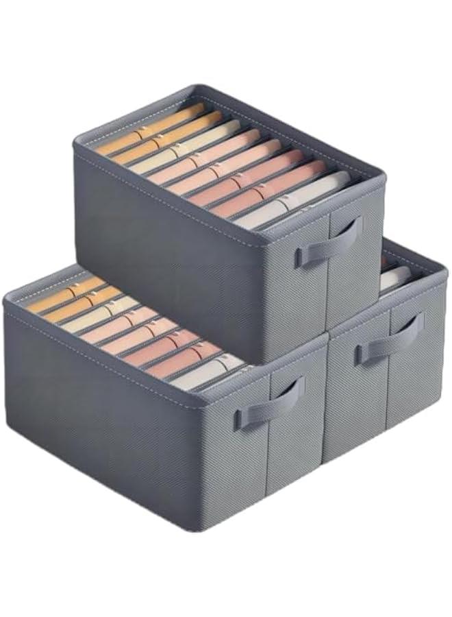 HOOKOR Set of 3 Large wardrobe clothes storage box, Closet storage box and storage cabinet with handles, Foldable fabric drawer storage box, Clothes divider, Jeans, Sweater, Bra - Image 1