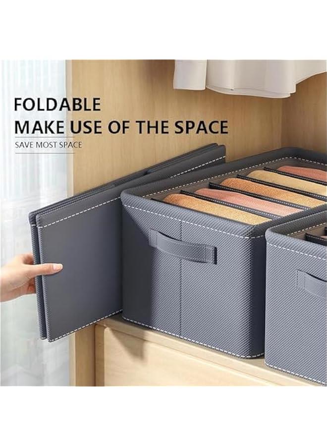 HOOKOR Set of 3 Large wardrobe clothes storage box, Closet storage box and storage cabinet with handles, Foldable fabric drawer storage box, Clothes divider, Jeans, Sweater, Bra - Image 3