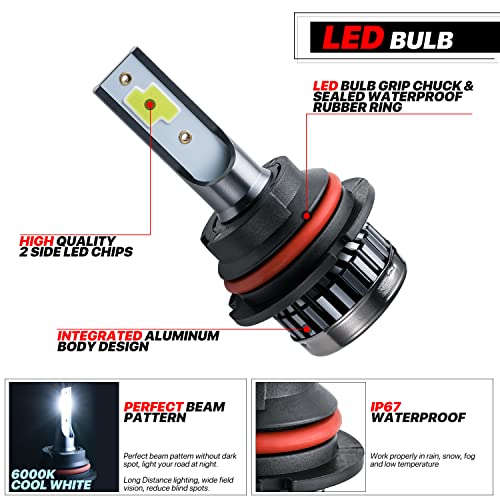 M-AUTO Headlight Assembly with 2 Pre-assembled 6000K LED Bulbs Compatible with 2004-2008 Ford F-150, 06-08 Mark LT, Headlamps w/Black Housing Clear Lens Clear Corner - Image 5