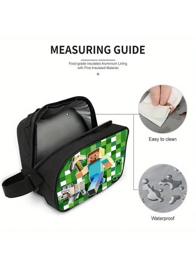 عام ماين كرافت الغداء حقيبة الكرتون لطيف المحمولة وجبة حقيبة الأطفال حقيبة عزل الجليد حزمة - Image 2