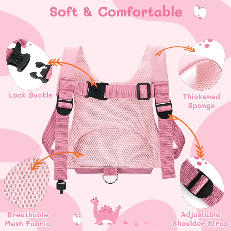 Dr.Meter 3 in 1 Toddler Harness Leash + 8.2ft Anti Lost Wrist Link, Cute Dinosaur Kids Anti Lost Leash with Key Lock, Child Walking Harness for Parent Boys Girls Keep Kids Close, Travel Essensials - Image 4
