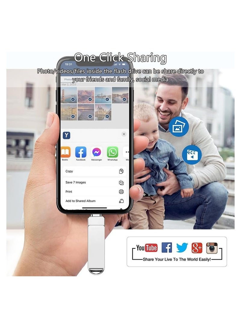 USB Flash Drive 4 in 1 64G Flash drives,Four interfaces: Lightning/Type-C/USB/OTG, suitable for data transfer between mobile phones, PCs and iPads, office learning data storage and backup.(silver) - Image 5