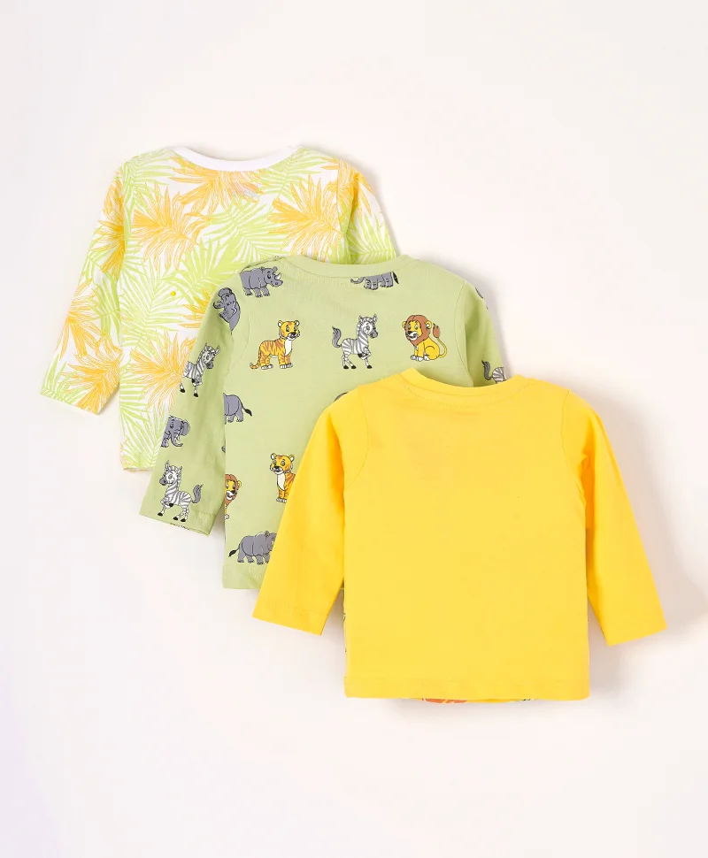 babyhug Babyhug Cotton Full Sleeves T-Shirts Animal Print Pack of 3 - Multicolour