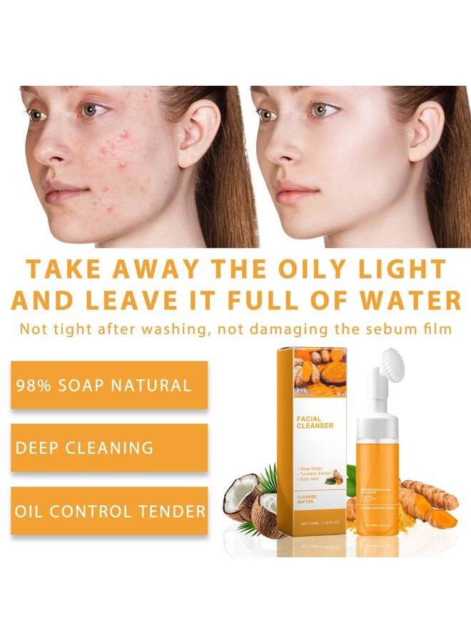 hadaclub Turmeric Wash and Care Two Piece Set, Tuemeric Facial Cleanser & Turmeric Soap Combo, Turmeric Cleansing Mousse,For All Skin Types （1PCS Turmeric Wash+1PCS Turmeric Soap） - Image 2