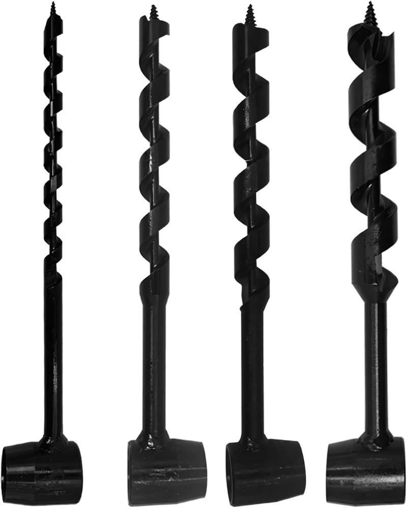 4-Piece Hand Drill Bit Set, Carbon Steel, Woodworking Auger Tool - Image 1