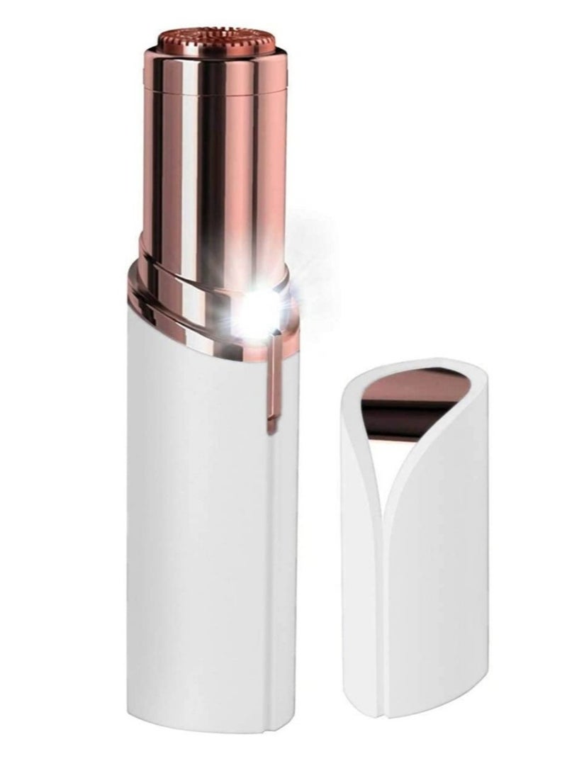 Women Painless Facial Hair and Eyebrow Trimmer, Hair Shaver and Remover, Lipstick Style with built-in LED light - Image 1