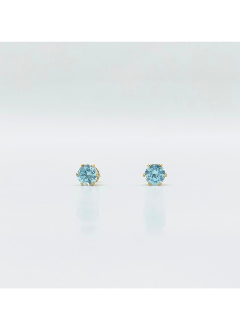 Earss Aquamarine Birth Stone March Gold Earring | Stainless Steel | 18K Gold Plated  - Image 1