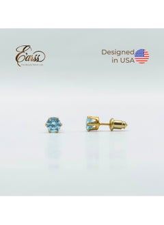 Aquamarine Birth Stone March Gold Earring | Stainless Steel | 18K Gold Plated - pzsku/Z82CB659B13715D6A47A4Z/45/_/1735212702/2b38186a-a0dc-4a28-bead-97ac0c89967c