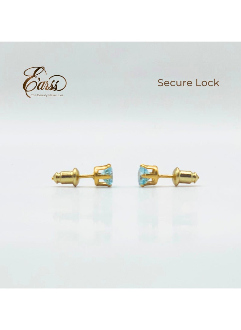 Earss Aquamarine Birth Stone March Gold Earring | Stainless Steel | 18K Gold Plated  - Image 5