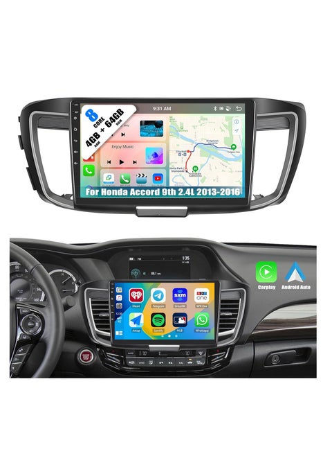 [8 Core 4G+64G] Android 13 Car Stereo for Honda Accord 9th 2.4L 2013-2016,10.1'' Touchscreen Car Radio with Wireless Carplay Android Auto WiFi/GPS,Bluetooth,FM/RDS,SWC+Backup Camera