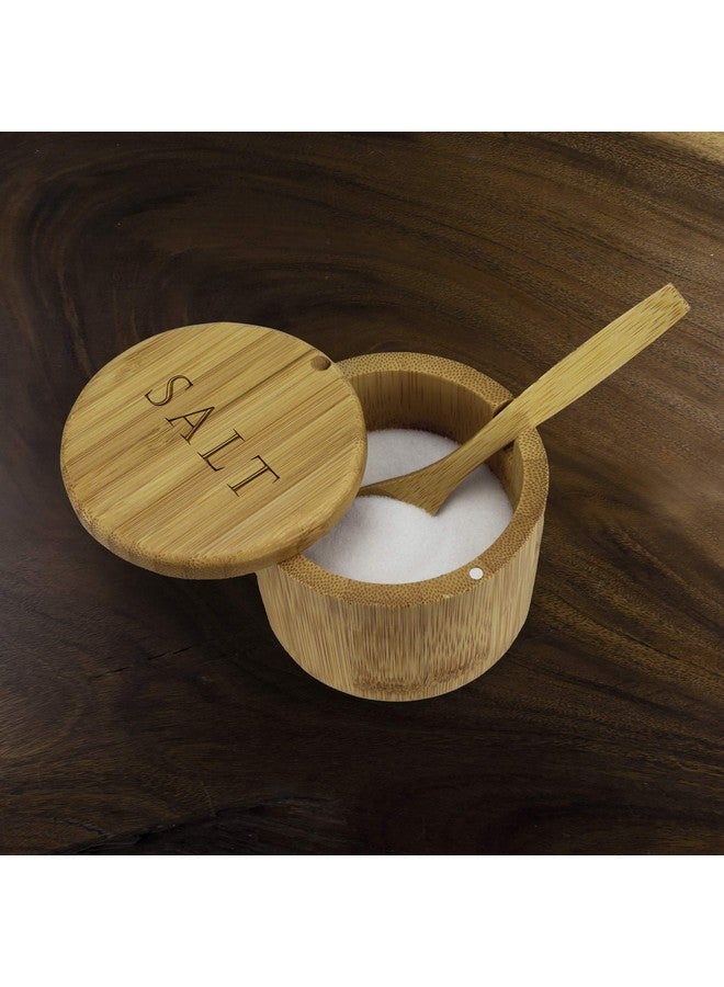 Totally Bamboo Totally Bamboo Salt Cellar Bamboo Storage Box with Magnetic Swivel Lid, 6 Ounce Capacity, Engraving on Lid, Includes Salt Spoon  - Image 2