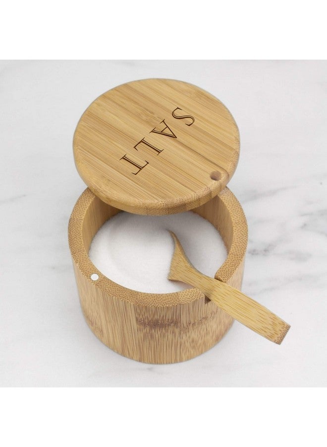 Totally Bamboo Totally Bamboo Salt Cellar Bamboo Storage Box with Magnetic Swivel Lid, 6 Ounce Capacity, Engraving on Lid, Includes Salt Spoon  - Image 3