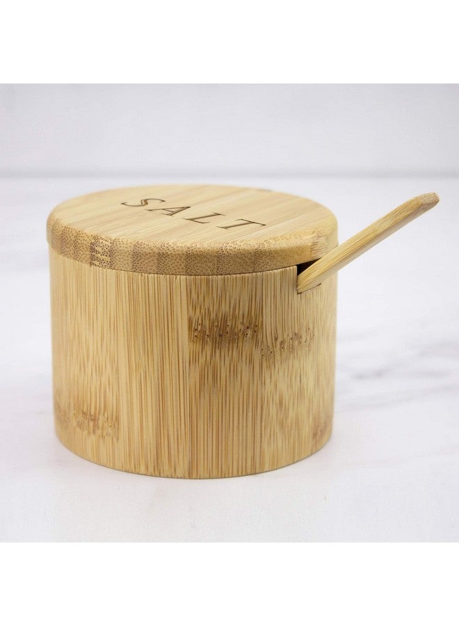 Totally Bamboo Totally Bamboo Salt Cellar Bamboo Storage Box with Magnetic Swivel Lid, 6 Ounce Capacity, Engraving on Lid, Includes Salt Spoon  - Image 4