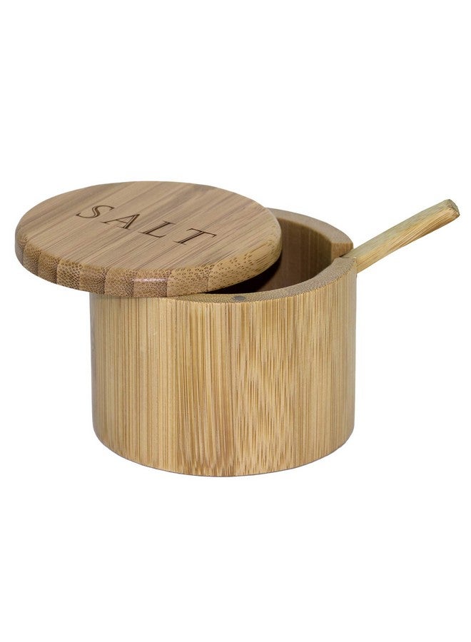 Totally Bamboo Totally Bamboo Salt Cellar Bamboo Storage Box with Magnetic Swivel Lid, 6 Ounce Capacity, Engraving on Lid, Includes Salt Spoon  - Image 1