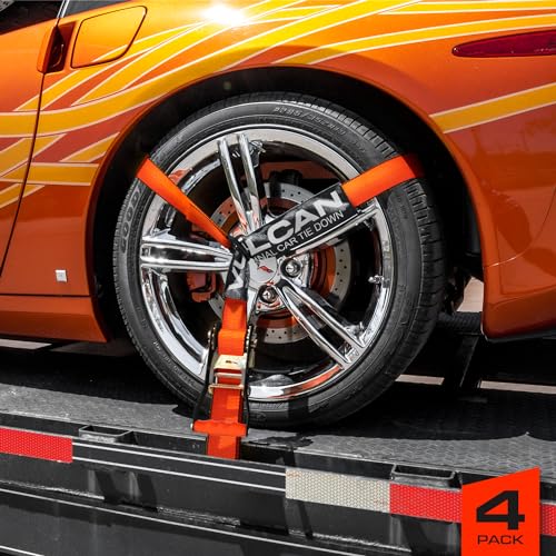 VULCAN Car Tie Down with Snap Hooks - Lasso Style - 2 Inch x 96 Inch - 4 Pack - PROSeries - 3,300 Pound Safe Working Load - Image 2