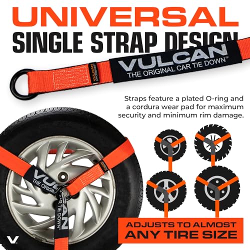 VULCAN Car Tie Down with Snap Hooks - Lasso Style - 2 Inch x 96 Inch - 4 Pack - PROSeries - 3,300 Pound Safe Working Load - Image 4