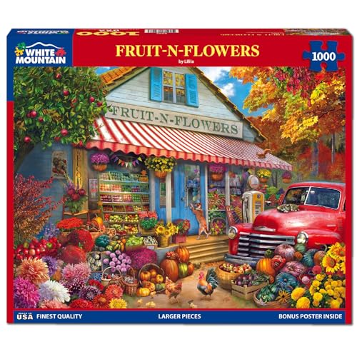 White Mountain Fruit N Flowers Puzzle 1000 Piece Vintage Spring Jigsaw Puzzles for Adults - Image 5