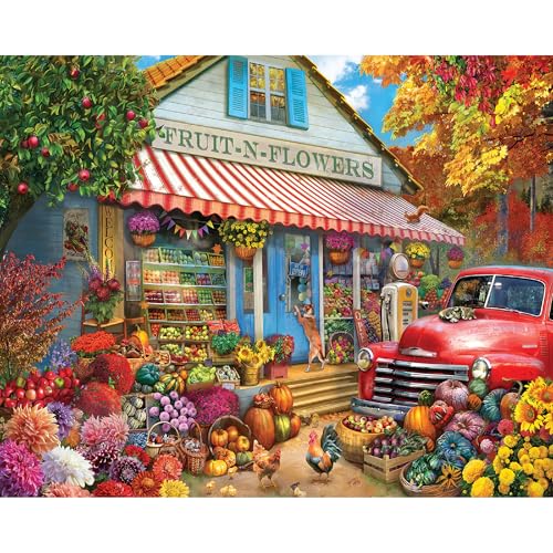 White Mountain Fruit N Flowers Puzzle 1000 Piece Vintage Spring Jigsaw Puzzles for Adults - Image 1