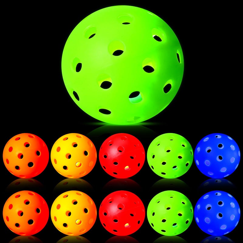 Arrowbash 10 Pack Light Up Baseball Glow in The Dark Practice Baseballs & Softballs LED Practice Balls Luminous Training Baseballs Hollow Airflow Softball Ceiling Balls for Teen Adult Baseball Fan - Image 1
