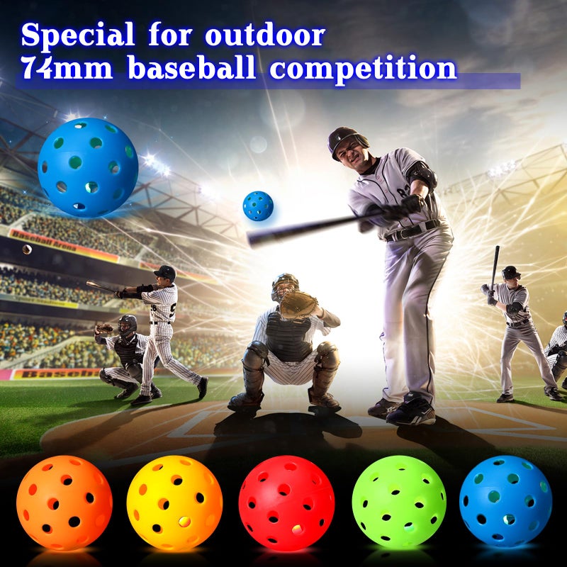 Arrowbash 10 Pack Light Up Baseball Glow in The Dark Practice Baseballs & Softballs LED Practice Balls Luminous Training Baseballs Hollow Airflow Softball Ceiling Balls for Teen Adult Baseball Fan - Image 4