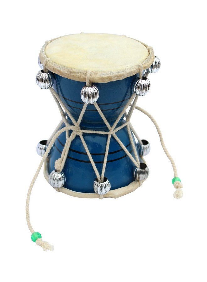 ITOS365 Handmade Damroo for Kids Indian Musical Instrument Tourquise Damru Toy Gift - Image 1