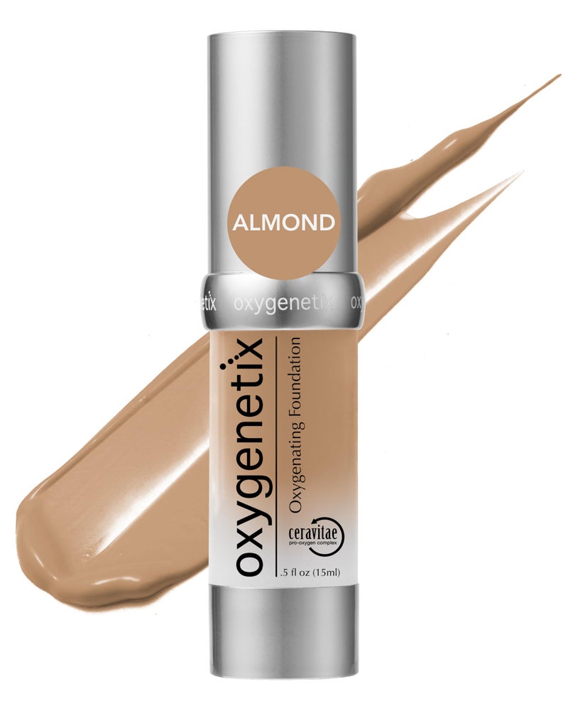 Oxygenetix Oxygenating Foundation Almond Breathable Makeup for Face Buildable Coverage with Weightless Feel Longwear Foundation for Women Safe for Sensitive or LaserTreated Skin