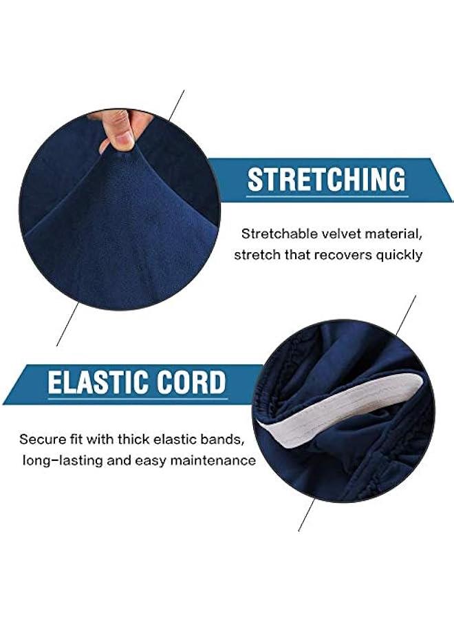 يوليجو اغطية كراسي طعام مخملية قابلة للتمدد لغرفة الطعام، اغطية كراسي بارسون، اغطية واقية لكراسي الطعام، مصنوعة من قماش مخملي صلب سميك وناعم قابل للغسل (كحلي، مجموعة من قطعتين) - Image 2