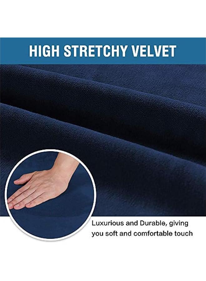 يوليجو اغطية كراسي طعام مخملية قابلة للتمدد لغرفة الطعام، اغطية كراسي بارسون، اغطية واقية لكراسي الطعام، مصنوعة من قماش مخملي صلب سميك وناعم قابل للغسل (كحلي، مجموعة من قطعتين) - Image 3