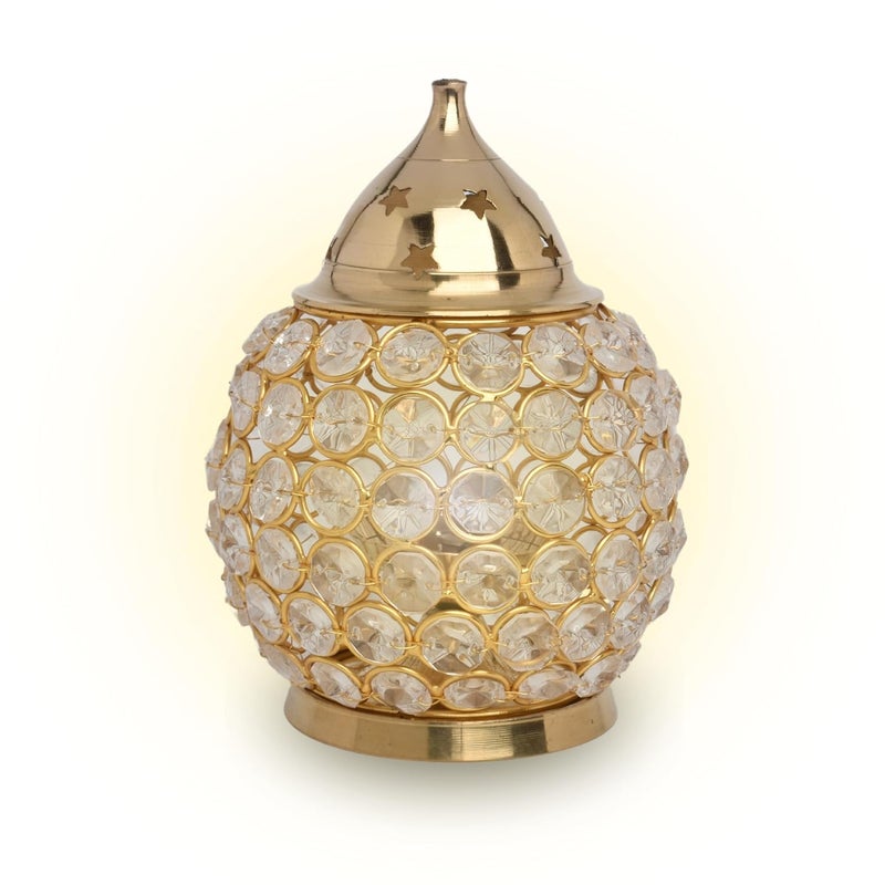 POSHIFY Crystal Dome Matki Diya - Luxurious Glass Diya, deepam Holder for Puja Room and Home Decor - Handcrafted with Crystal Clear Glass - Image 1