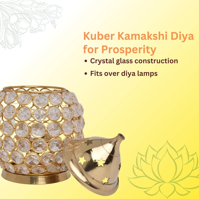 POSHIFY Crystal Dome Matki Diya - Luxurious Glass Diya, deepam Holder for Puja Room and Home Decor - Handcrafted with Crystal Clear Glass - Image 3