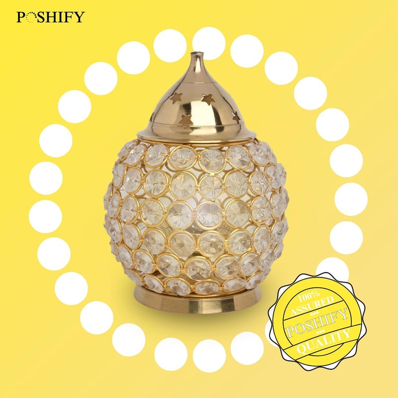 POSHIFY Crystal Dome Matki Diya - Luxurious Glass Diya, deepam Holder for Puja Room and Home Decor - Handcrafted with Crystal Clear Glass - Image 5