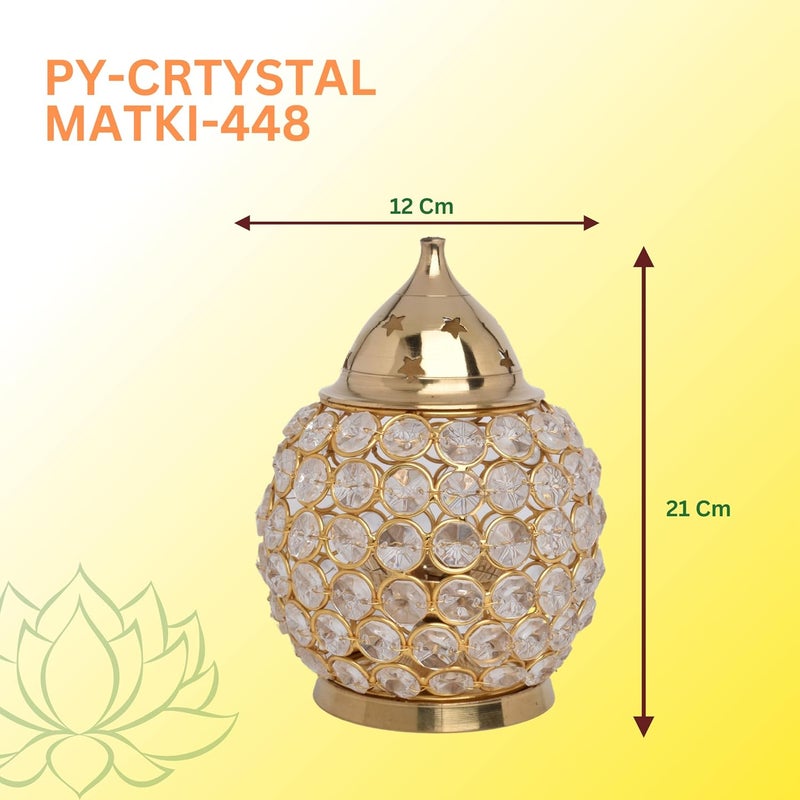 POSHIFY Crystal Dome Matki Diya - Luxurious Glass Diya, deepam Holder for Puja Room and Home Decor - Handcrafted with Crystal Clear Glass - Image 2