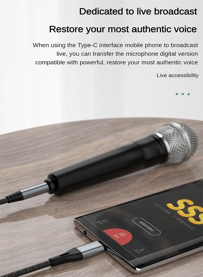 DUDAO Type-C to 3.5mm Audio Adapter Cable, Dedicated for Live Streaming, Restores Real Sound Quality, Anti-Oxidation Gold-Plated Plug and Durable Nylon Weaving Design, 1 Meter  - Image 2