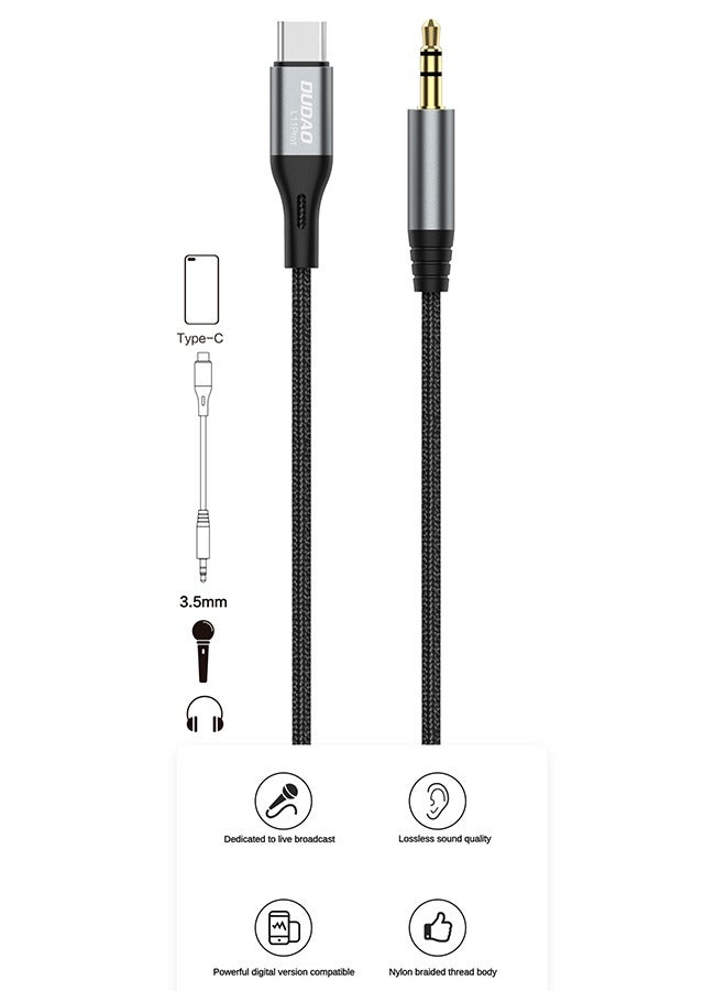DUDAO Type-C to 3.5mm Audio Adapter Cable, Dedicated for Live Streaming, Restores Real Sound Quality, Anti-Oxidation Gold-Plated Plug and Durable Nylon Weaving Design, 1 Meter  - Image 4