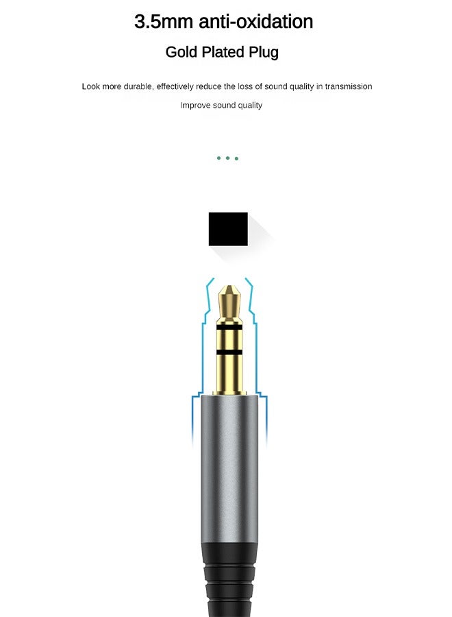 DUDAO Type-C to 3.5mm Audio Adapter Cable, Dedicated for Live Streaming, Restores Real Sound Quality, Anti-Oxidation Gold-Plated Plug and Durable Nylon Weaving Design, 1 Meter  - Image 3