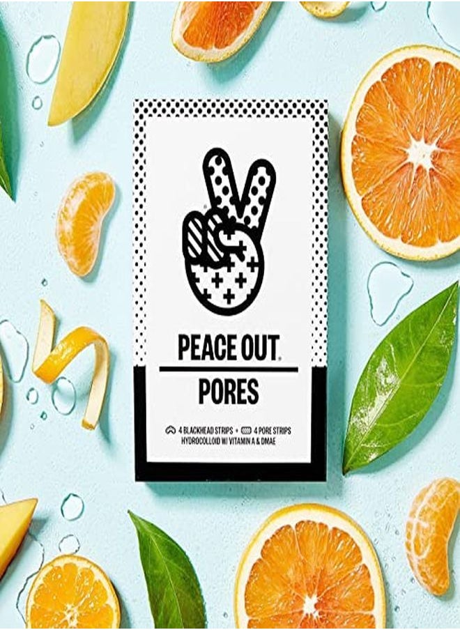 PEACE OUT - Skincare Pores. Hydrocolloid PoreRefining Nose And Face Strips With Vitamin A To Shrink Enlarged Pores And Remove Excess Oil (4 Pore And 4 Nose Strips) - Image 1