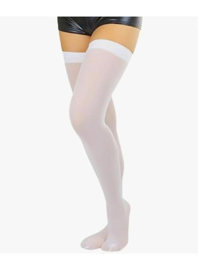 جوارب نسائية لامعة عالية الفخذ لون خالص فوق الركبة جوارب شفافة رقم: 8002 - Image 3